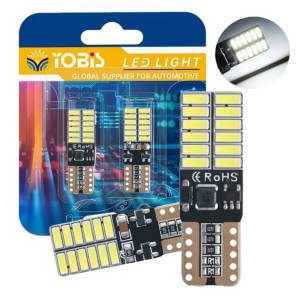 ŻARÓWKI W5W LED T10 24SMD CANBUS MOCNE BIAŁE 6500K YOBIS