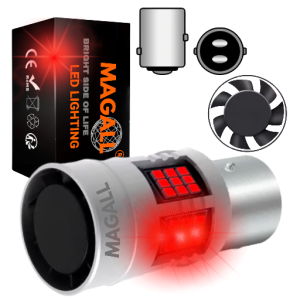 ŻARÓWKA LED P21/5W BAY15D 1157 MAGALL FAN-CAN CANBUS CZERWONE MOCNE STOP