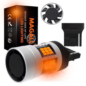 ŻARÓWKA LED W21W T20 7440 MAGALL FAN-CAN POMARAŃCZOWE CANBUS KIERUNKOWSKAZ