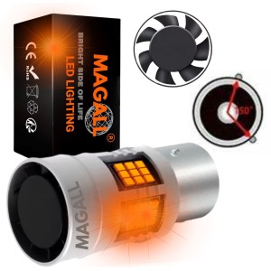 ŻARÓWKA LED PY21W BAU15S MAGALL FAN-CAN POMARAŃCZOWE CANBUS KIERUNKOWSKAZ