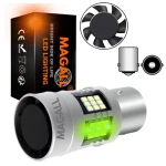 ŻARÓWKA LED P21W BA15S 1156 ZIELONA CANBUS USA CZERWONY KLOSZ KIERUNKOWSKAZ