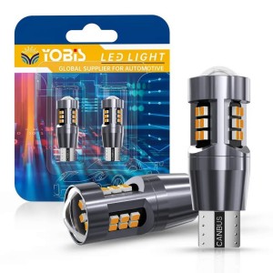 ŻARÓWKA LED W16W T15 CANBUS POMARAŃCZOWA MOCNA 1200LM 24SMD KIERUNKOWSKAZ