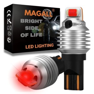 ŻARÓWKI W16W LED T15 CANBUS CZERWONE MOCNE MAGALL LONGLIFE 1000LM 12V