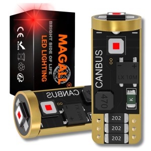 ŻARÓWKI W5W LED T10 MAGALL M1 CZERWONE 300LM 12V CANBUS POZYCYJNE STOPU