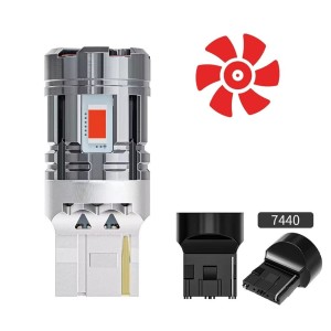 ŻARÓWKI LED W21W T20 7440 CZERWONE BARDZO MOCNE 2600LM STOPU WENTYLATOR