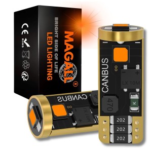 ŻARÓWKI WY5W LED T10 MAGALL M1 POMARAŃCZOWE 300LM 12V CANBUS KIERUNKOWSKAZY