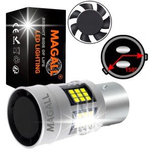 ŻARÓWKA LED P21/4W BAZ15D 1157 MAGALL FAN-CAN BIAŁE CANBUS DRL POSTOJOWE