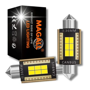C5W 36mm LED Bulbs CANBUS 6500K MAGALL M1 White – Interior, Number Plate, Boot