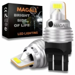 ŻARÓWKI LED W21/5W T20 7443 MAGALL BIAŁE MOCNE 1600LM DRL POSTOJOWE 12V
