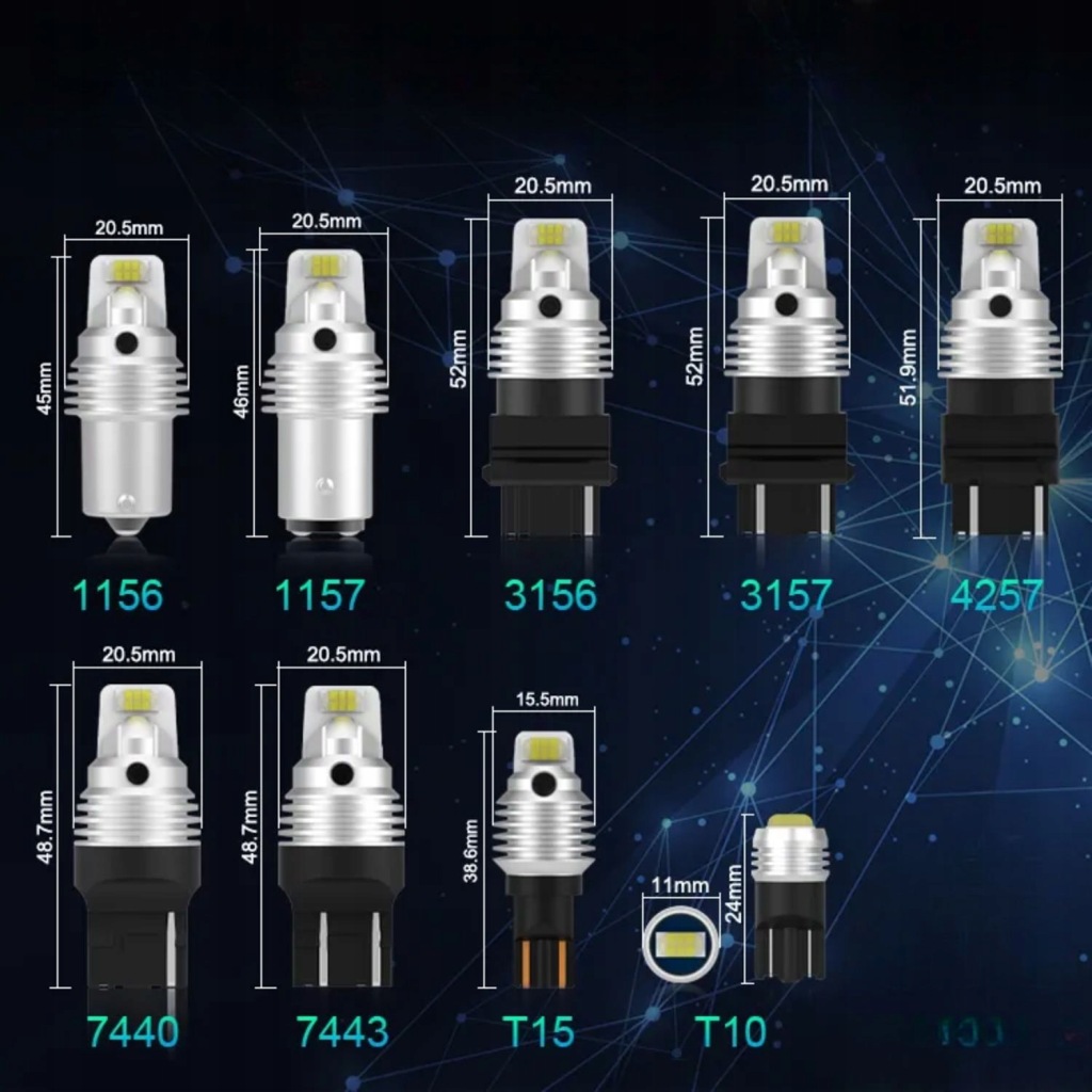 W16W T15 LED BULBS RED BRIGHT CANBUS LONGLIFE MAGALL 1000LM 12V 2PCS Power 10 W