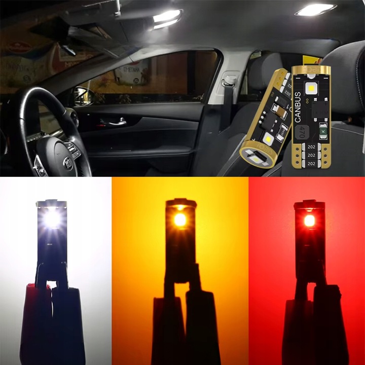 W5W T10 LED BULBS MAGALL M1 RED 300LM 12V CANBUS POSITION BRAKE LIGHT Base W2.1x9.5d