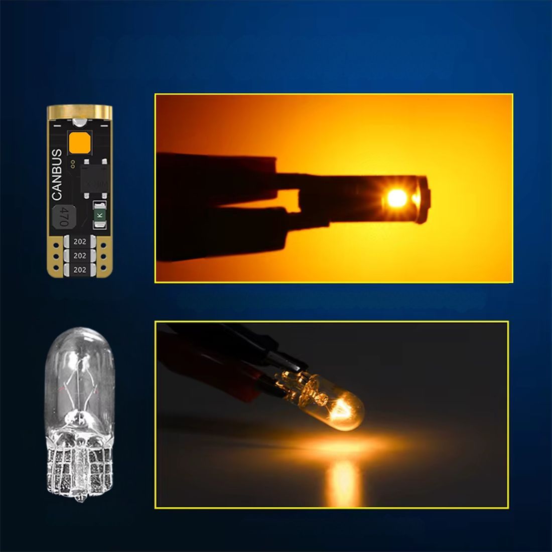 Żarówki LED T10 WY5W MAGALL M1 pomarańczowe oferują stabilne i czytelne światło kierunkowskazu.