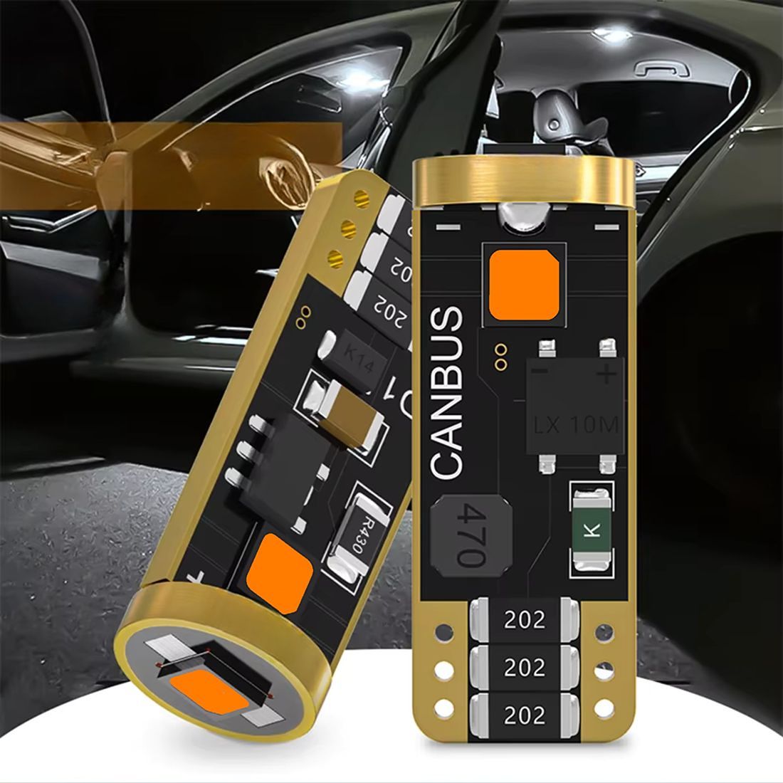 Pomarańczowe żarówki LED T10 WY5W MAGALL M1 zapewniają wyraźne światło kierunkowskazu o mocy 300 lm.