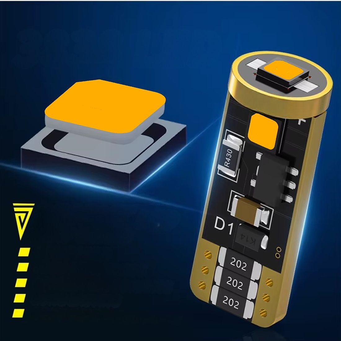 Żarówki LED T10 WY5W MAGALL M1 pomarańczowe oferują stabilne i czytelne światło kierunkowskazu.