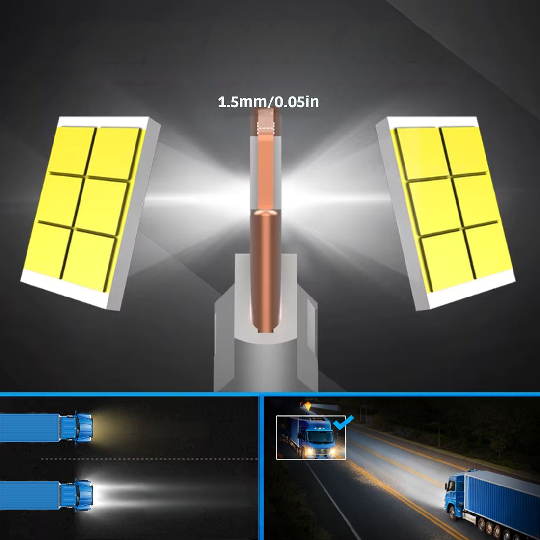 Żarówki H7 LED 24V MAGALL LONGLIFE TIR ciężarówka CANBUS zasięg światła na drodze
