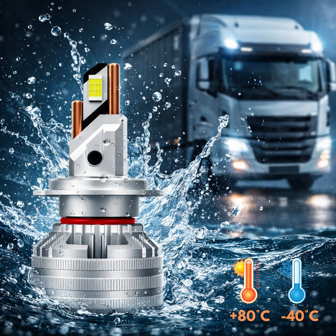 Żarówki H7 LED 24V MAGALL LONGLIFE TIR ciężarówka CANBUS test świecenia nocą