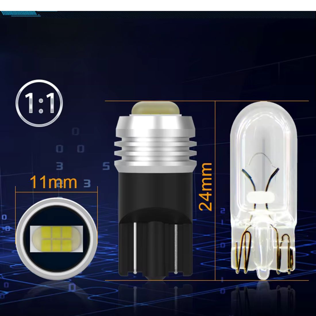 Żarówka LED W5W oferuje strumień świetlny 400 lumenów zapewniający wyraźne i równomierne światło.