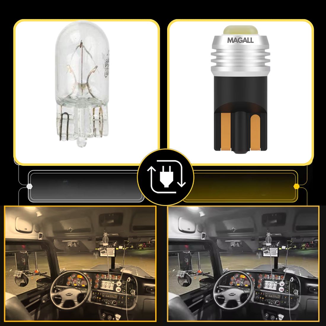 Żarówka LED MAGALL emituje mocne białe światło o barwie 6500K poprawiające widoczność i estetykę oświetlenia.