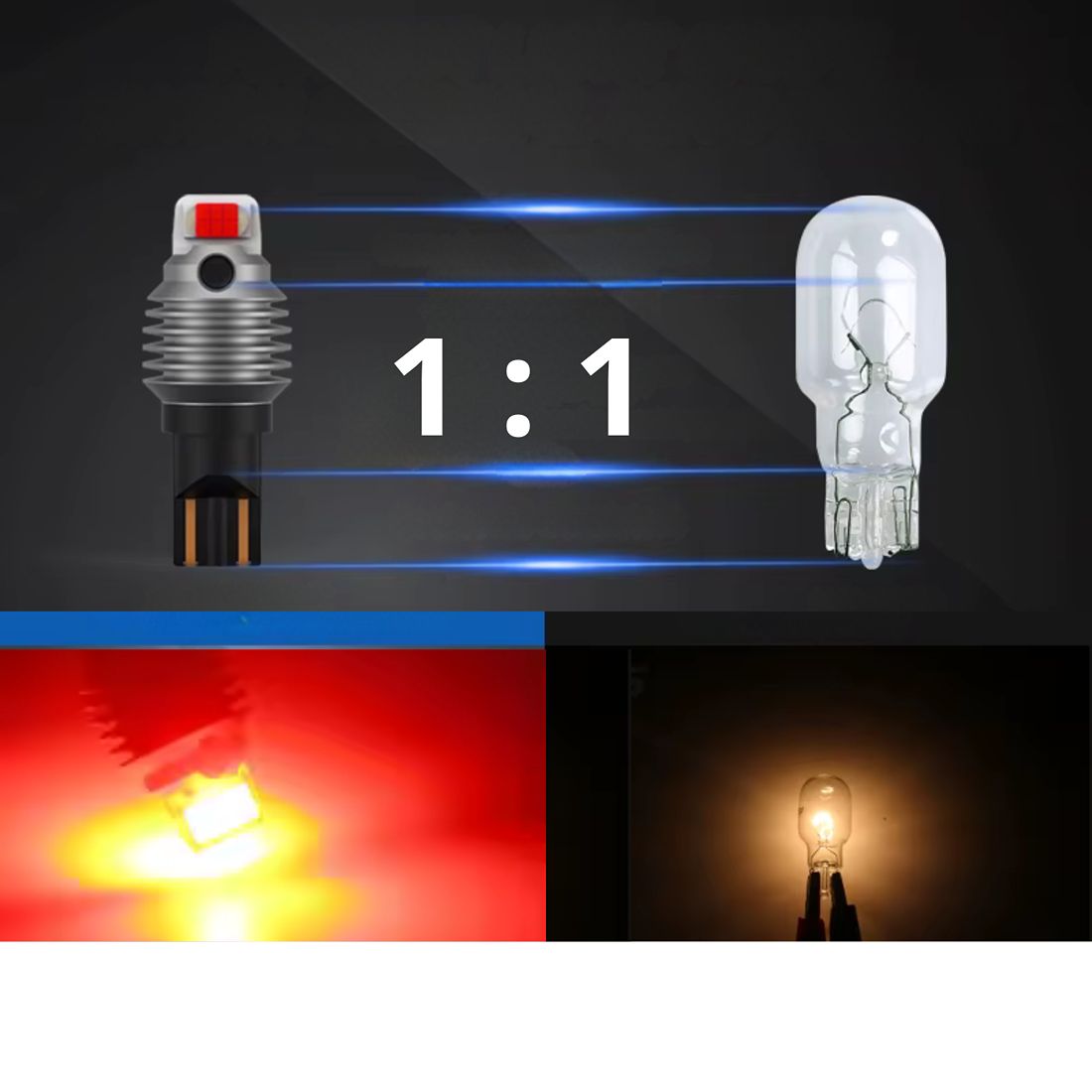 Żarówka LED wyposażona jest w system CANBUS eliminujący komunikaty o spalonej żarówce.