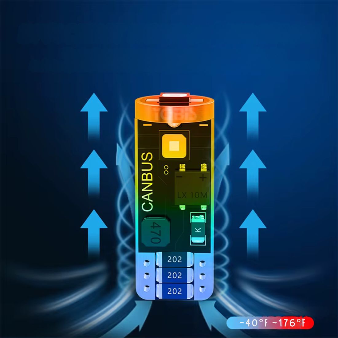 Żarówka LED W5W pracuje stabilnie w instalacji 12V.
