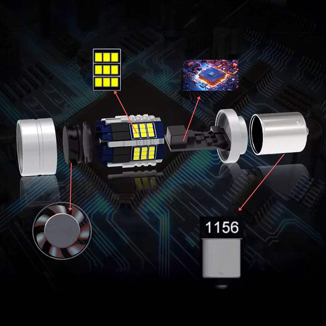 ŻARÓWKA LED P21W BA15S 1156 CANBUS FAN-CAN MAGALL BIAŁE MOCNE DRL WSTECZNY Typ żarówki P21W