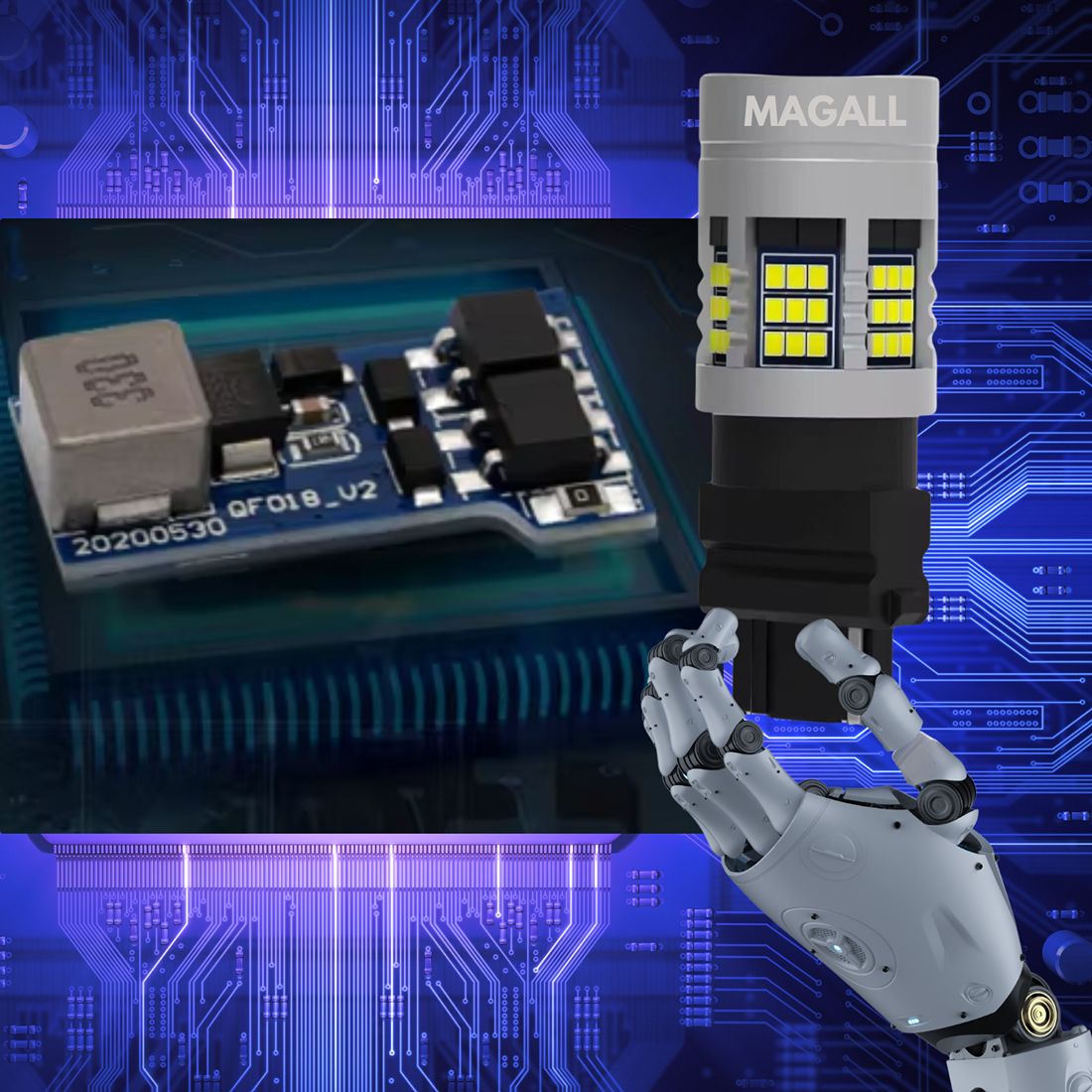 Żarówka LED MAGALL emituje bardzo mocne białe światło poprawiające widoczność podczas jazdy i manewrowania.