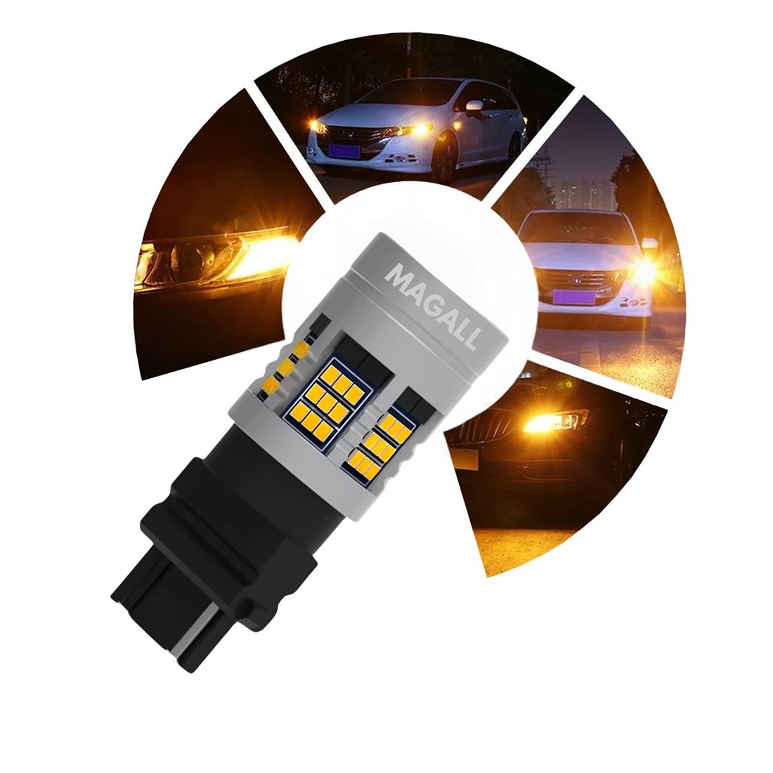 LED žárovka P27W 3156 MAGALL FAN-CAN oranžová CANBUS blinkr 12V – foto 5
