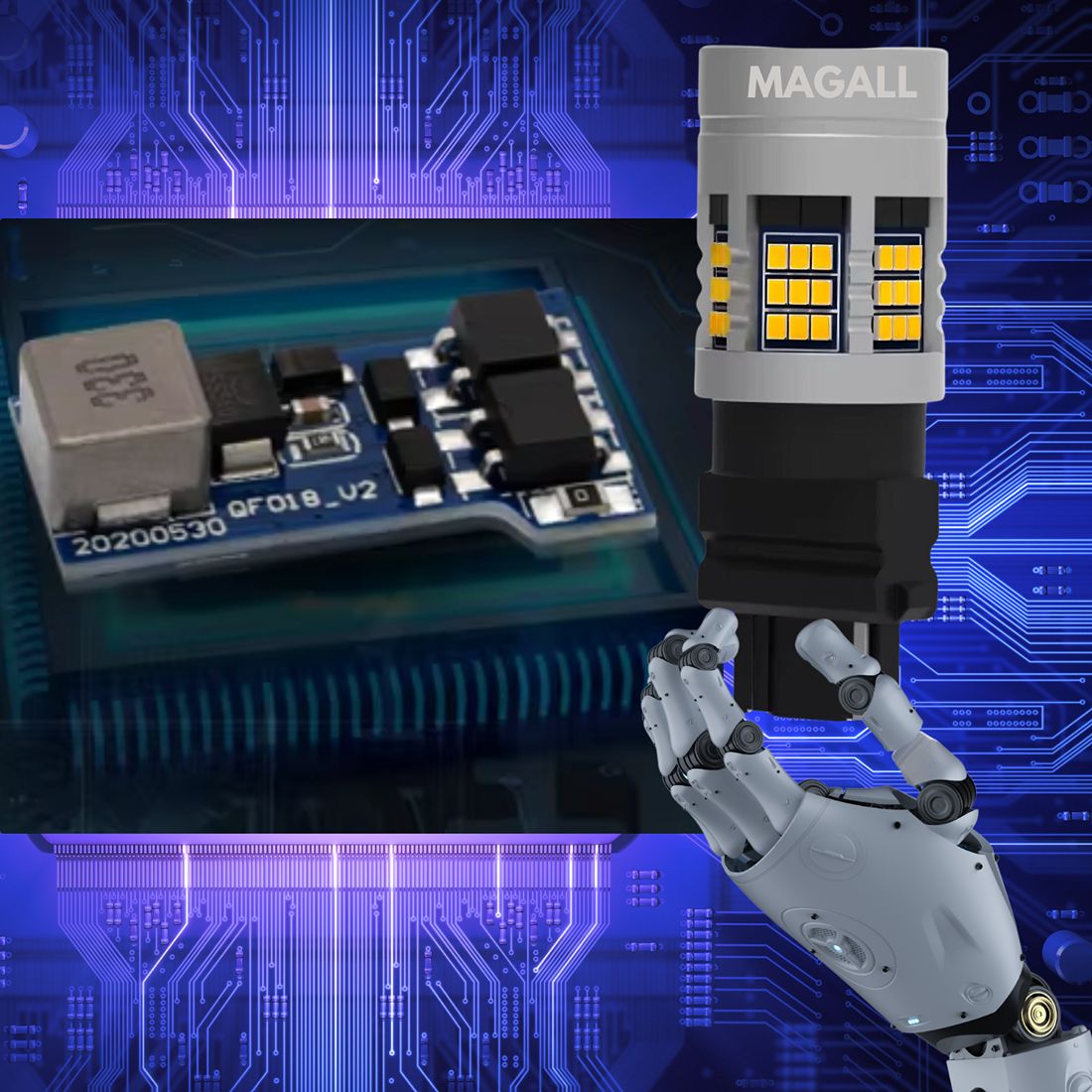 Żarówka LED MAGALL emituje mocne pomarańczowe światło zapewniające bardzo dobrą widoczność sygnalizacji.