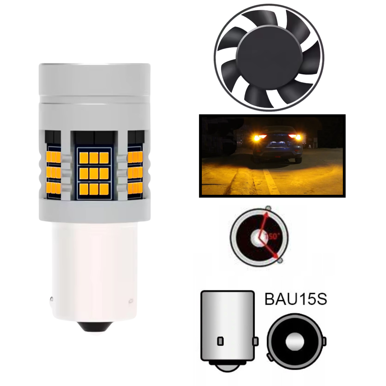 Żarówka LED PY21W BAU15S MAGALL FAN-CAN przeznaczona jest do kierunkowskazów.