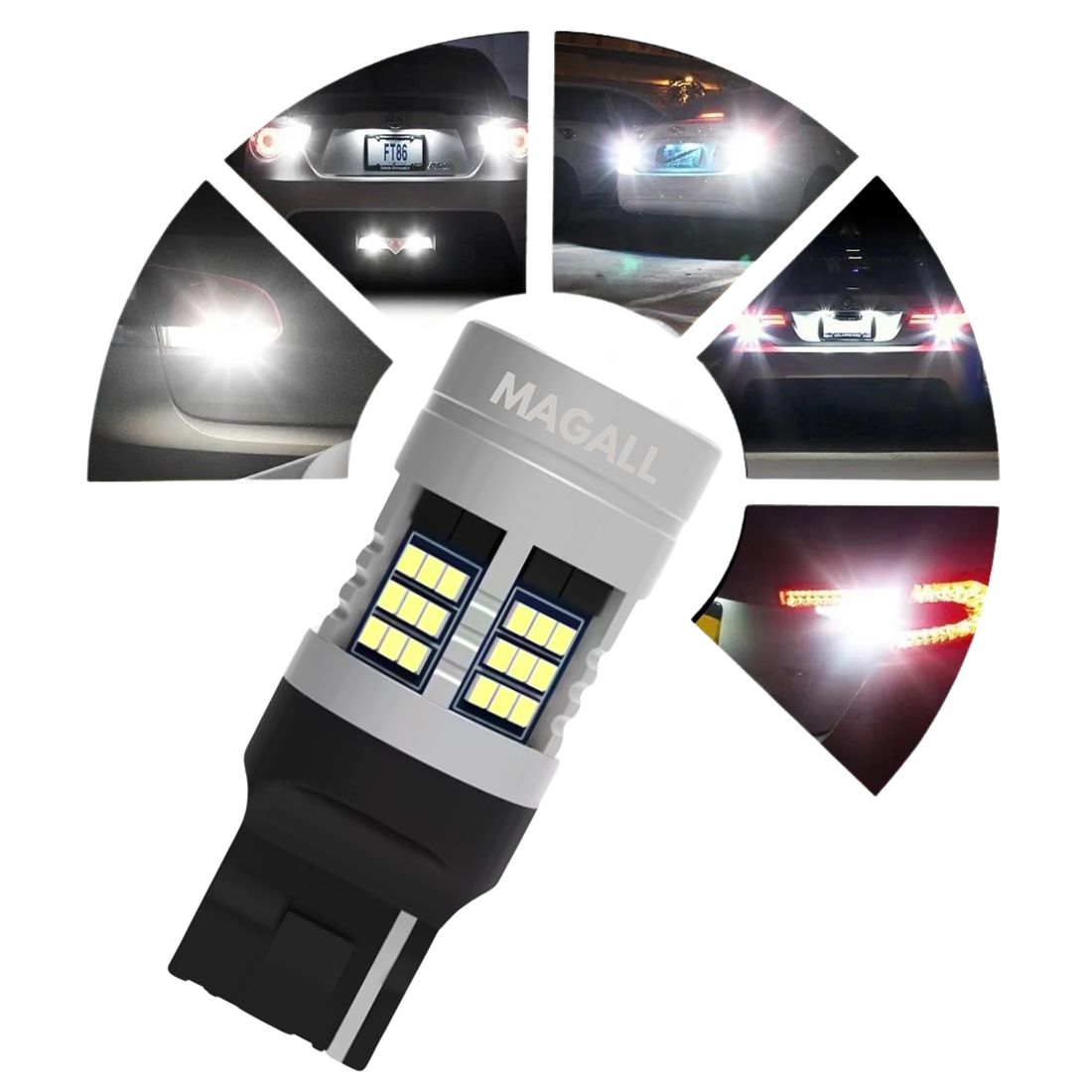 LED žiarovka W21W T20 7440 CANBUS MAGALL FAN-CAN biela silná DRL spätná – foto 8