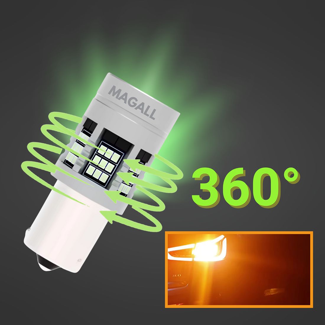 Żarówka LED W21W pracuje stabilnie w instalacji 12V.