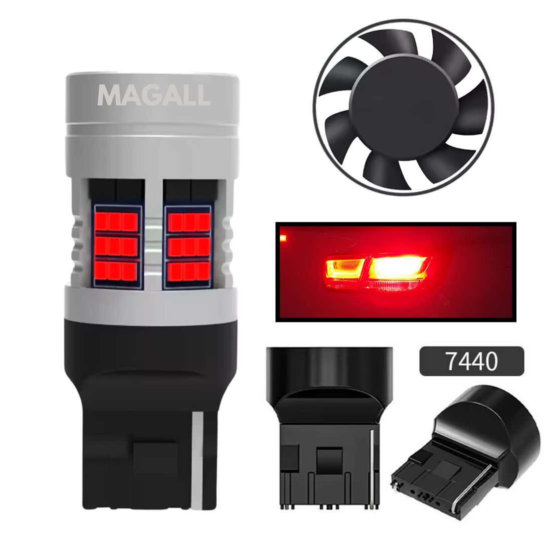 Żarówka LED P21/5W BAY15D 1157 MAGALL FAN-CAN przeznaczona jest do świateł STOP.