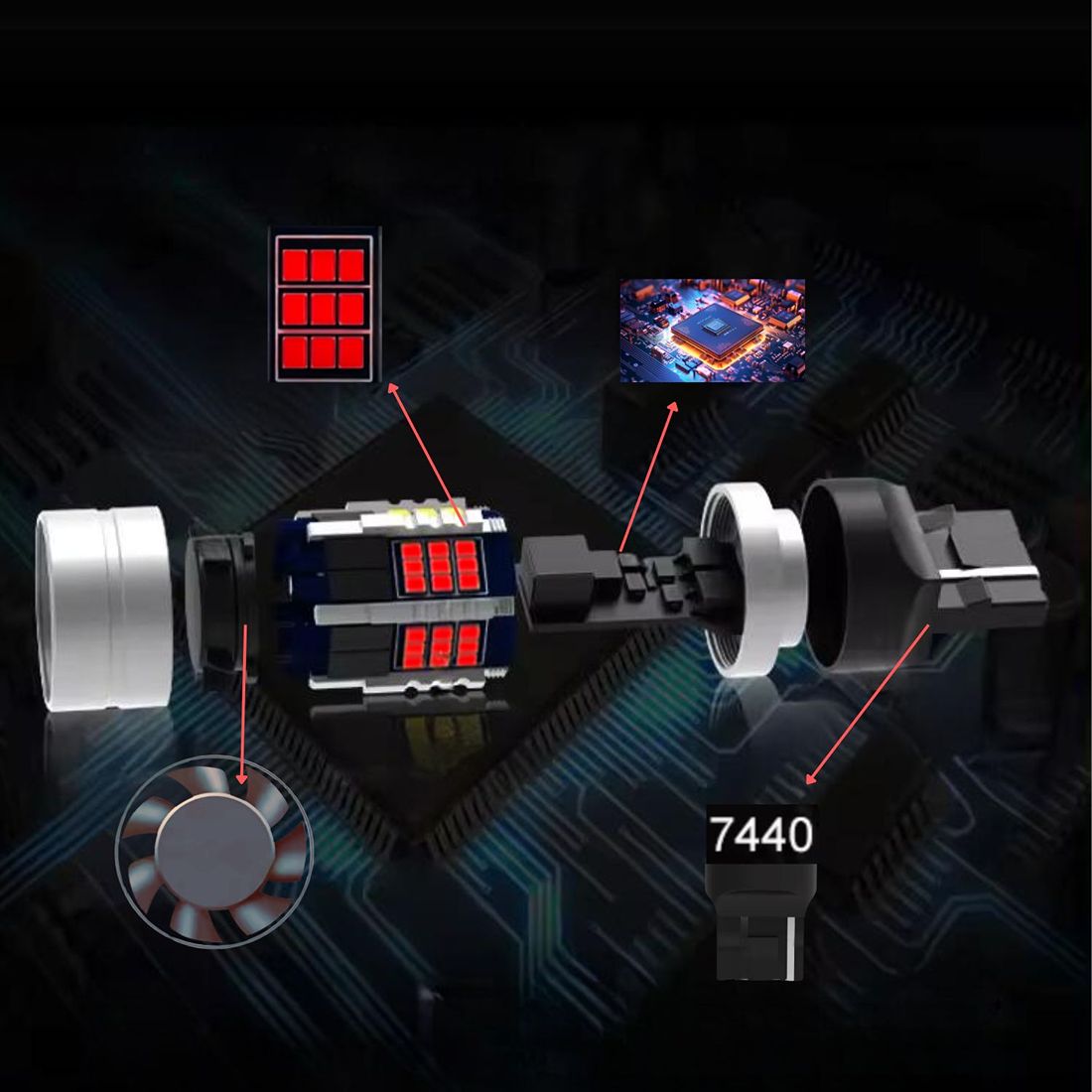 Żarówka LED MAGALL FAN-CAN posiada aktywne chłodzenie skutecznie odprowadzające ciepło.