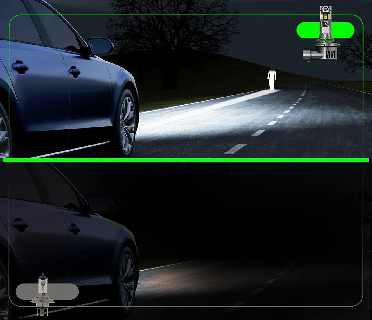 Żarówki H11 LED CANBUS FATEEYE 1 do 1 24V mocne białe światło 6500K zasięg światła na drodze