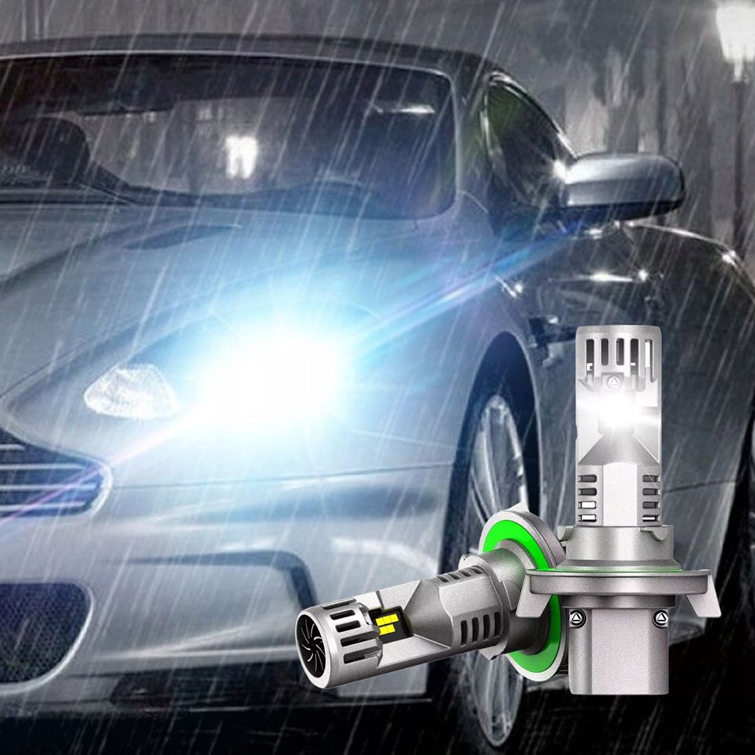 Żarówki H13 LED CANBUS FATEEYE 1 do 1 mocne białe światło 6500K test świecenia nocą