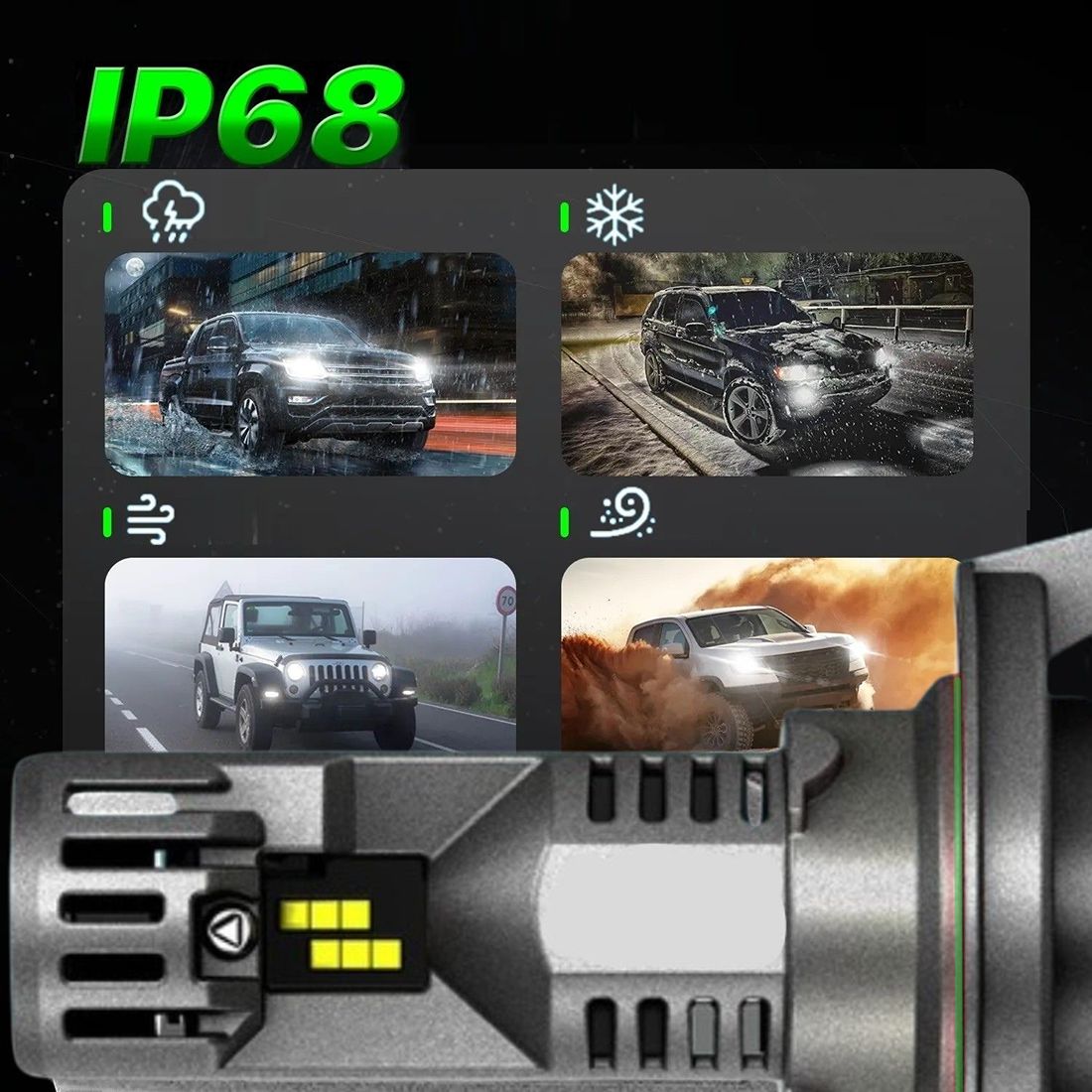 Żarówki H13 LED CANBUS FATEEYE 1 do 1 mocne białe światło 6500K elektronika sterownik CANBUS