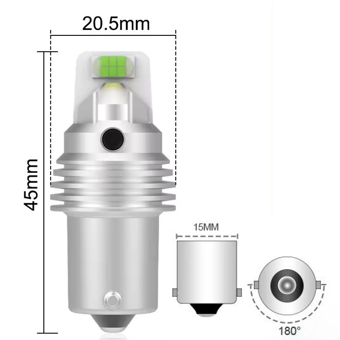 Żarówka LED P21W wyposażona jest w system CANBUS eliminujący komunikaty o spalonej żarówce.