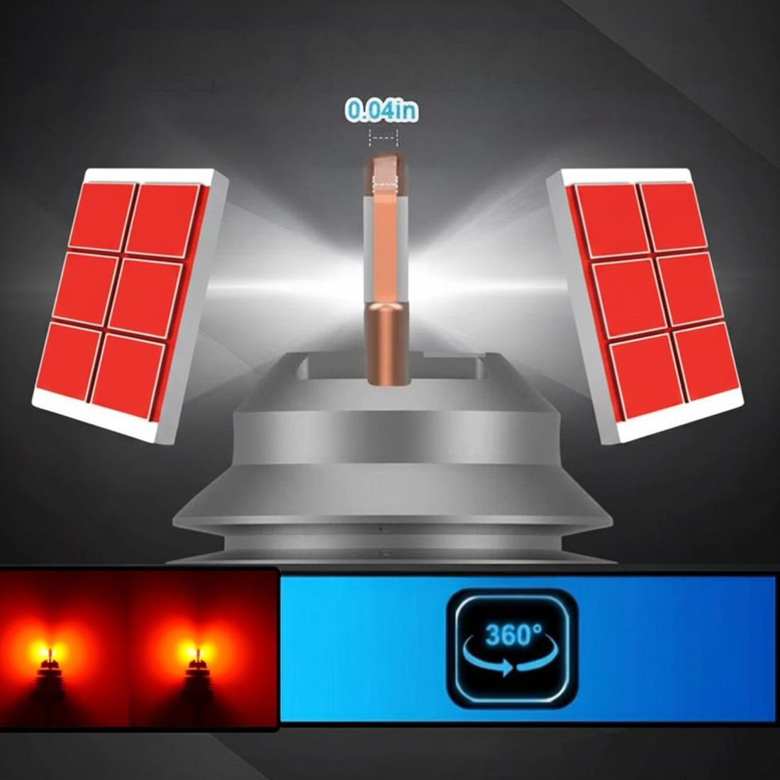 Bardzo mocne żarówki LED P21/5W 1157 MAGALL emitują intensywne czerwone światło STOP do samochodu.