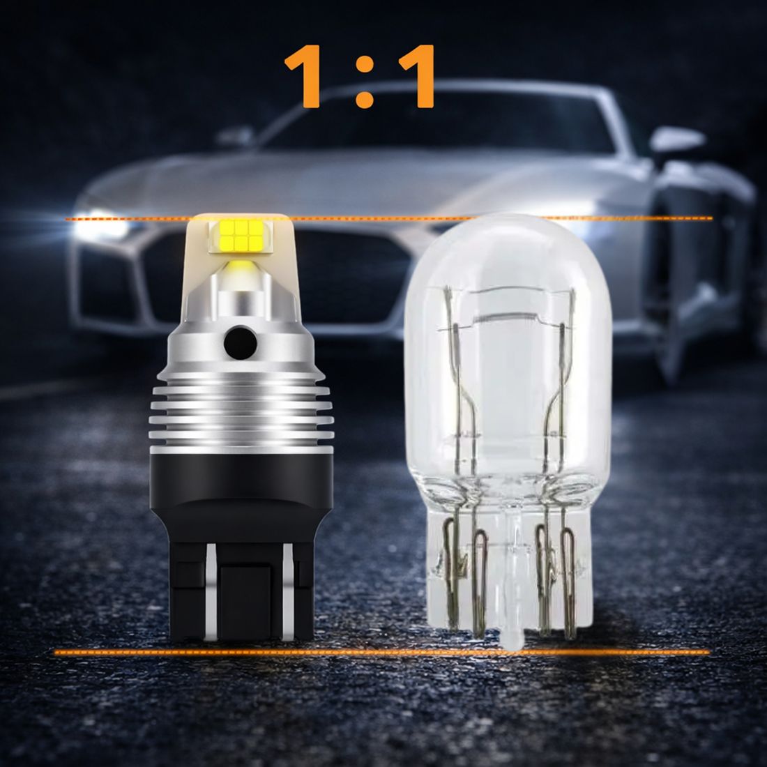 LED žiarovky W21/5W T20 7443 MAGALL biele silné 1600 lm DRL obrysové 12V – foto 1