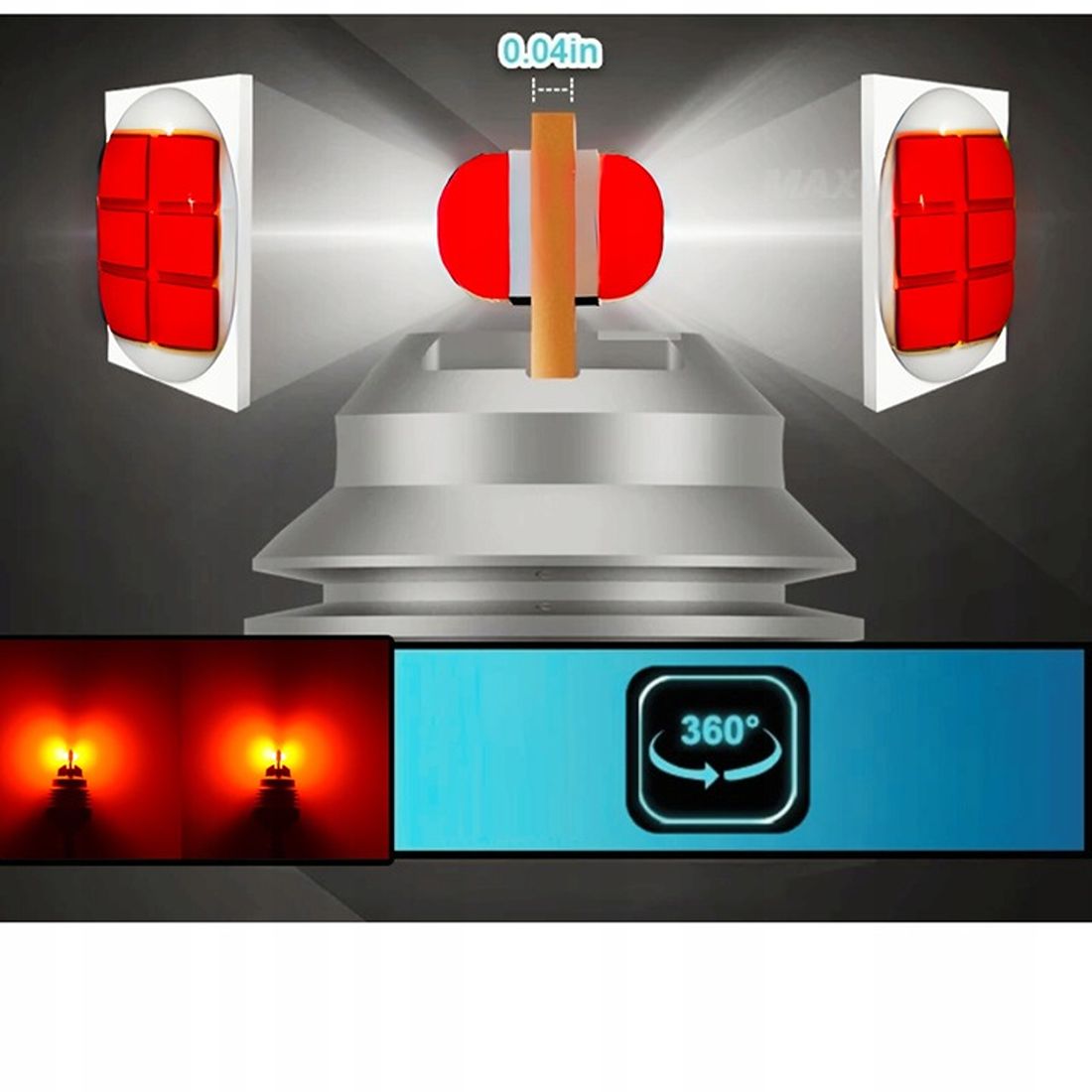Żarówki LED MAGALL P27/7W 3157 emitują intensywne czerwone światło STOP do zastosowań 12V.