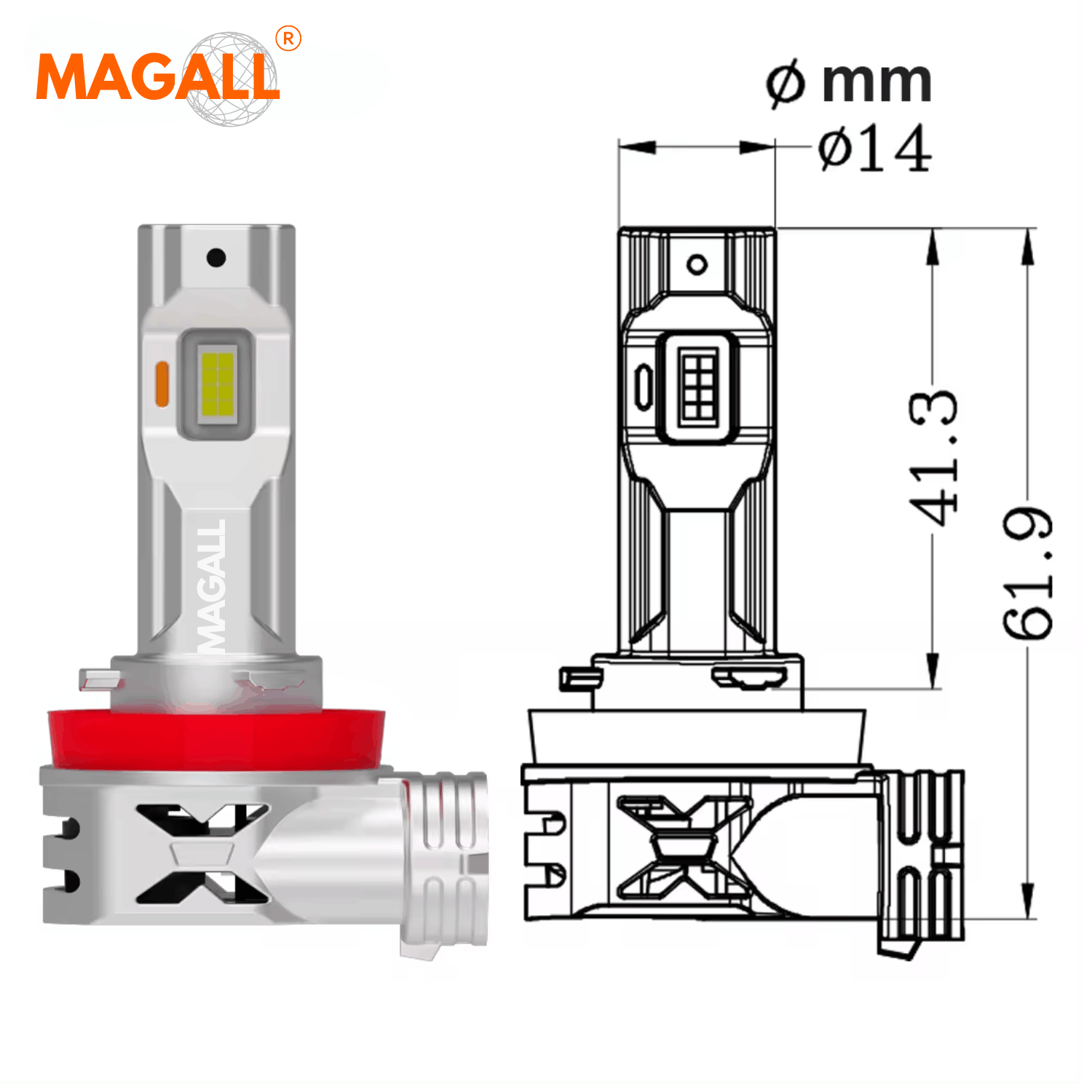 LED žiarovky H11 MAGALL X PRO 1:1 biele svetlo 5500K 70W 12V 16000 lm – foto 13