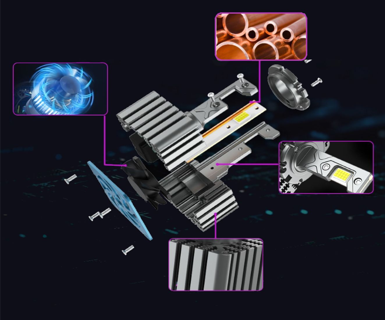 Żarnik LED D1S D1R Apollo D Pro system chłodzenia aktywne odprowadzanie ciepła