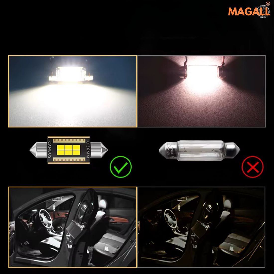 zarowki c5w led 36mm magall m1 6000k oswietlenie wnetrza samochodu