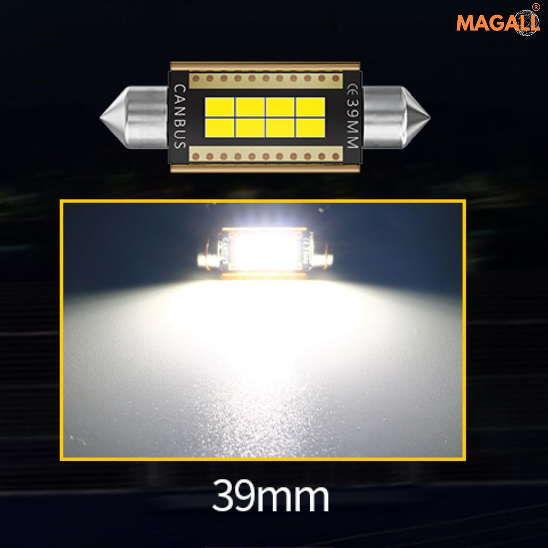 zarowki c5w led 39mm canbus 6000k magall m1 biale wnetrze