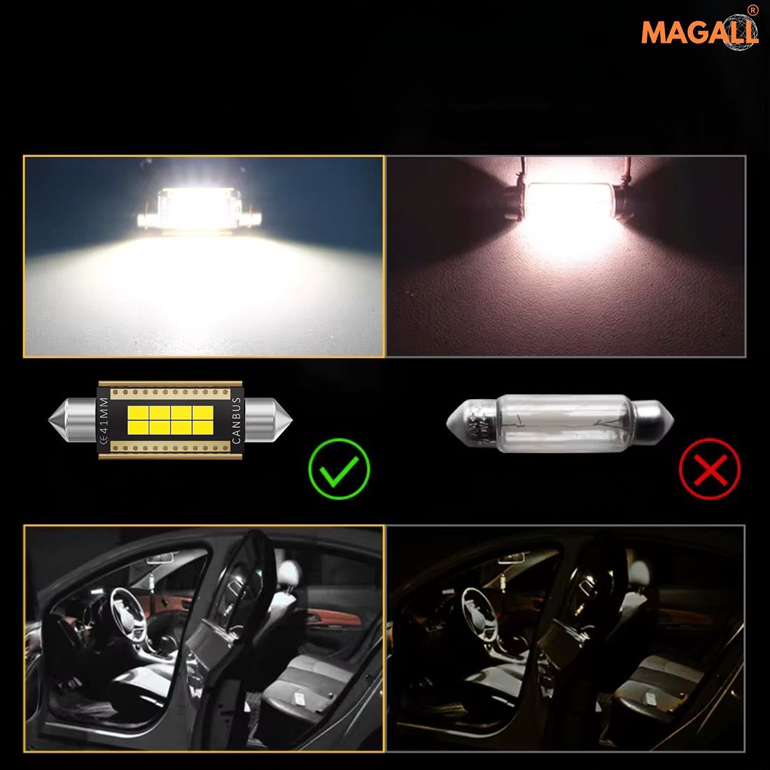 zarowki c5w led 41mm magall m1 6000k oswietlenie wnetrza samochodu