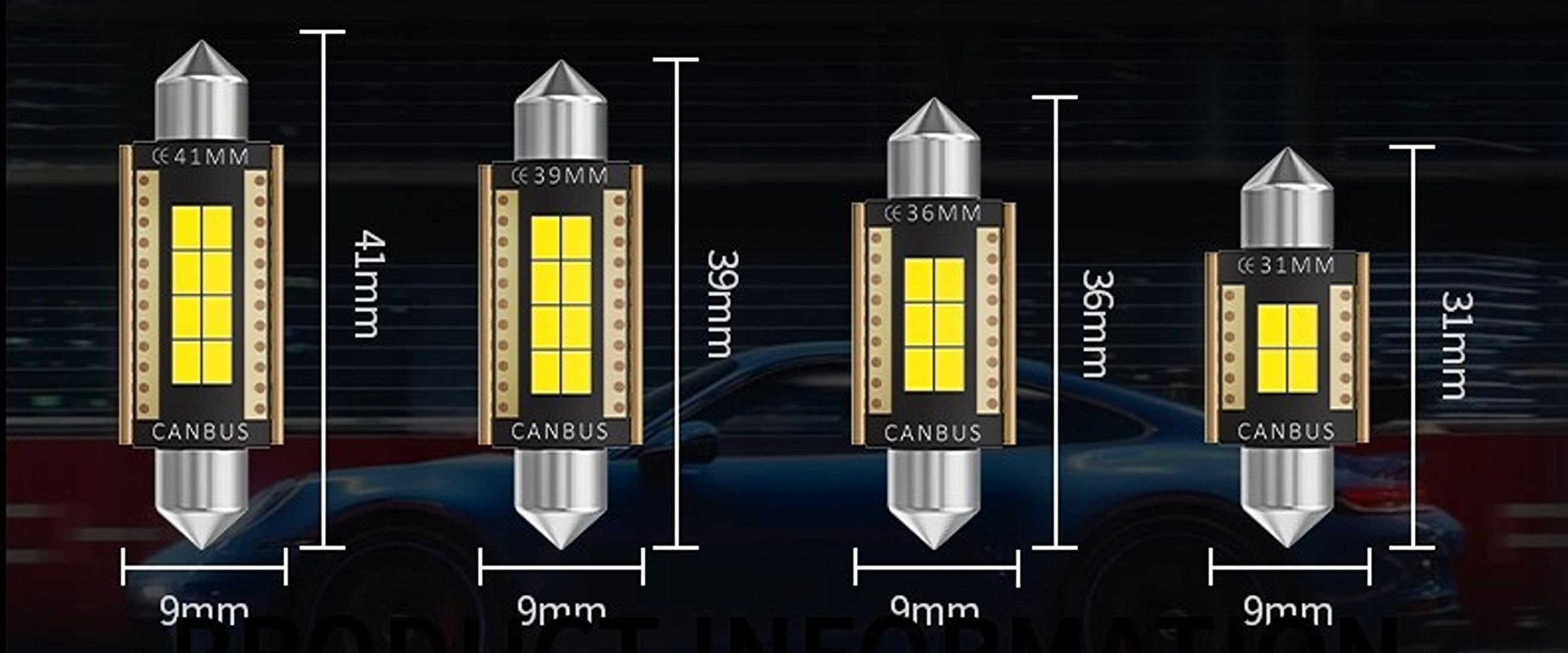 Żarówki C5W LED 39mm CANBUS 6000K MAGALL M1 białe wnętrza tablicy bagażnika Moc 2.5 W