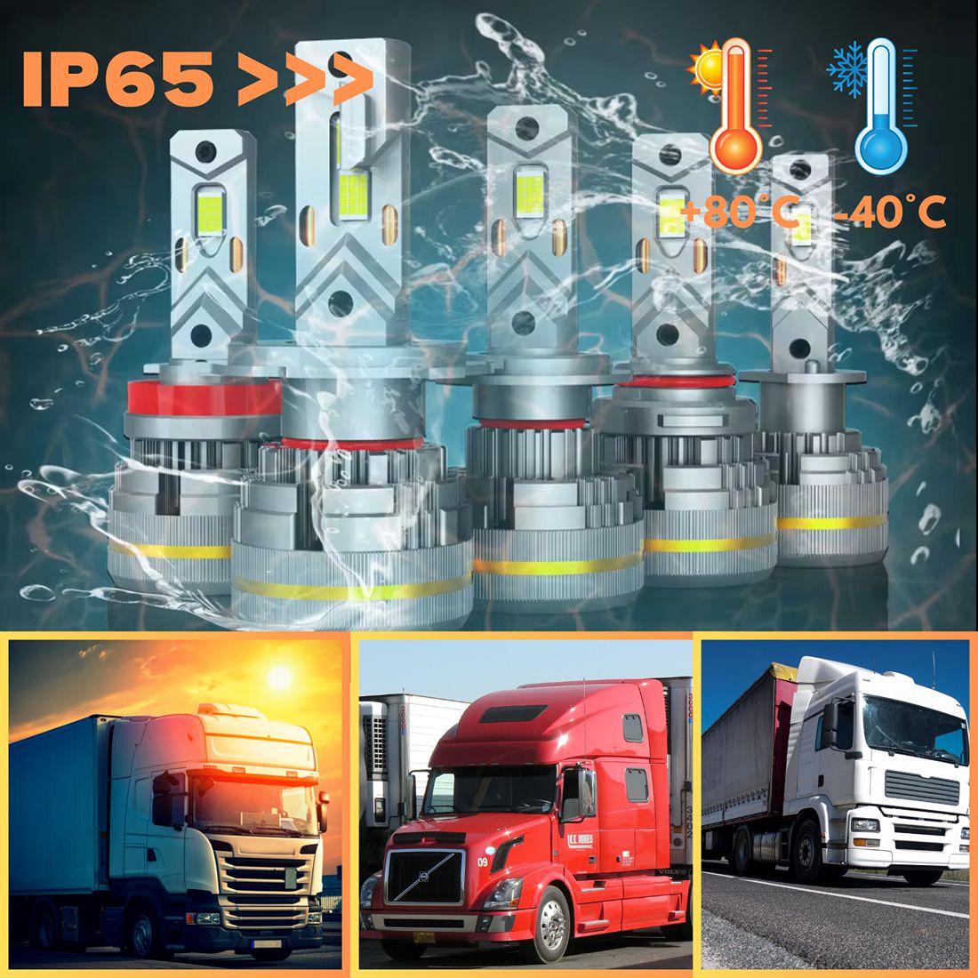 Żarówka LED H7 24V TIR MAGALL LUCYFER emituje intensywne światło poprawiające widoczność nocą.