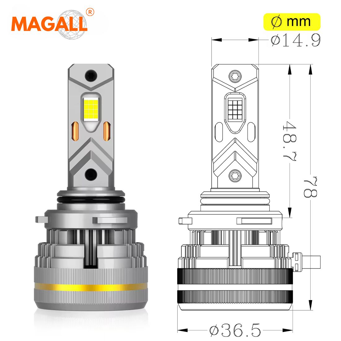 Żarówka LED HB4 CANBUS MAGALL LUCYFER przeznaczona jest do reflektorów świateł mijania, drogowych lub przeciwmgielnych.