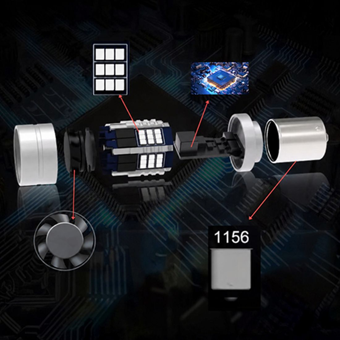 LED žiarovka PY21W BAU15S MAGALL FAN-CAN zelená CANBUS USA červený kryt – foto 7