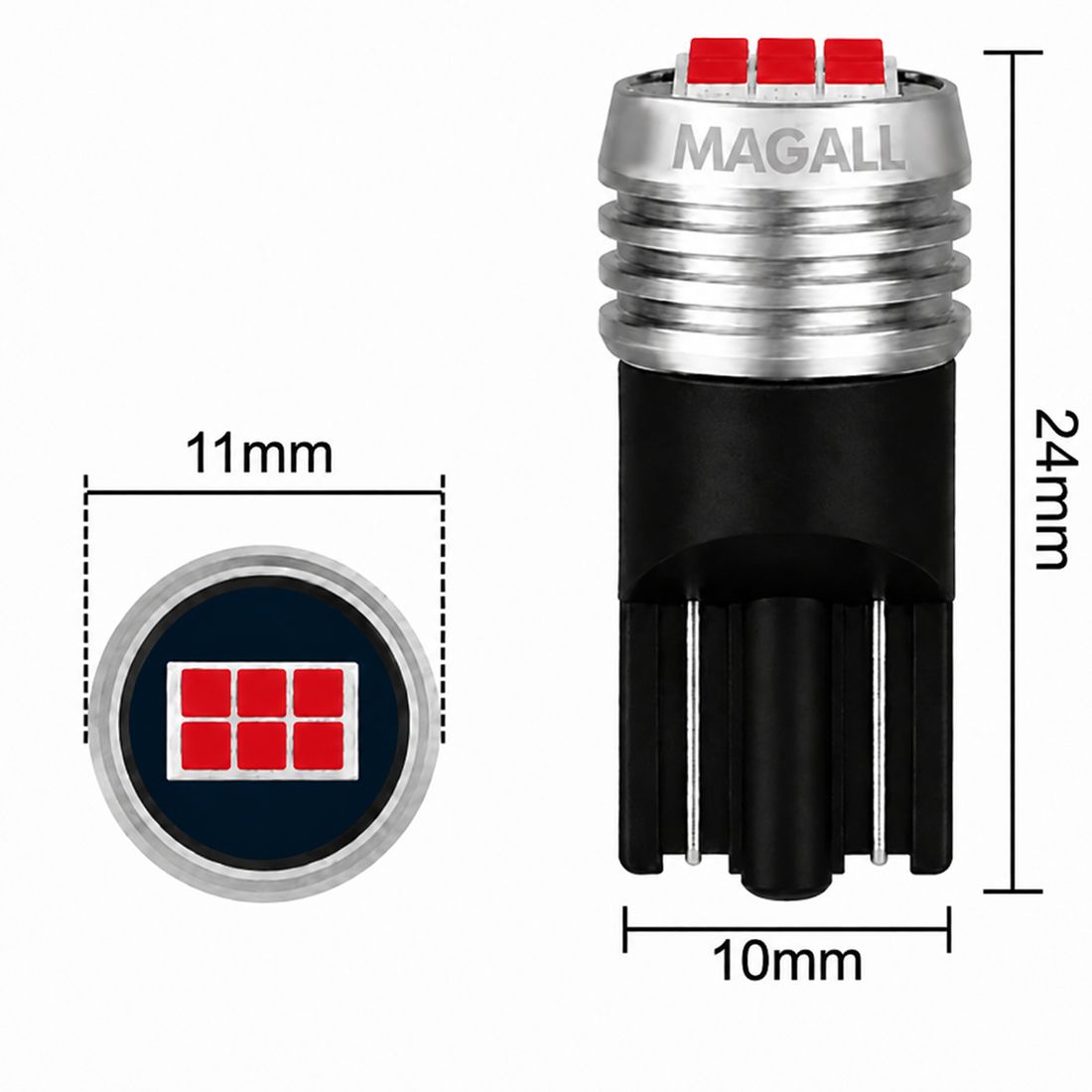LED žiarovky W5W T10 obrysové červené MAGALL LONGLIFE 300lm 12V – foto 1